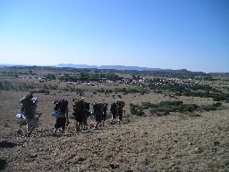 Hiking off tooth ridge and into base camp